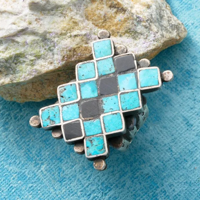 Women Checkerboard Inlaid Ring Sundance Catalog Rings