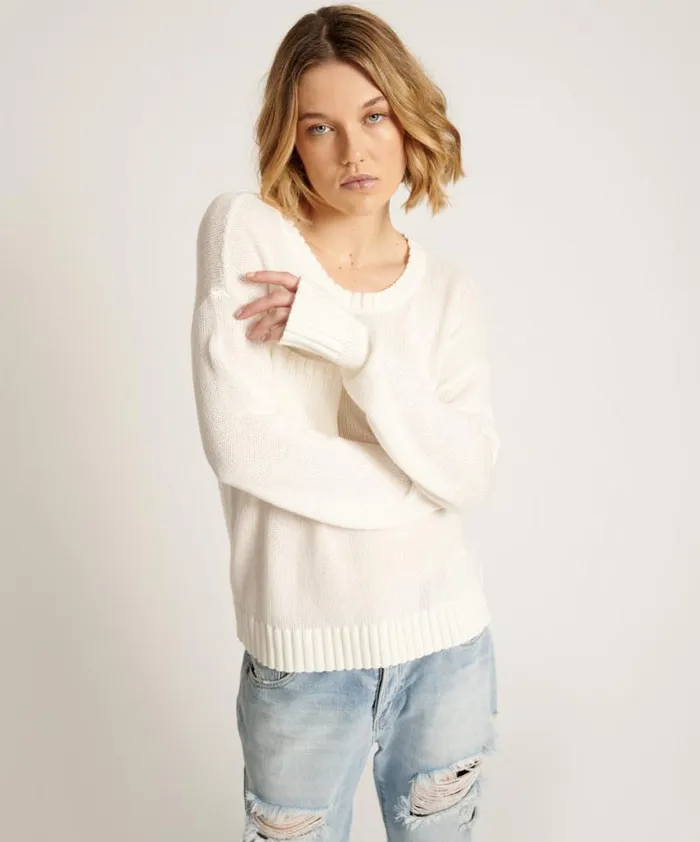 Women CLASSIC POCKET CHUNKY KNIT SWEATER WHITE One Teaspoon Knitwear Women CLASSIC POCKET CHUNKY KNIT SWEATER WHITE One Teaspoon Knitwear
