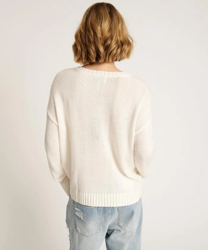 Women CLASSIC POCKET CHUNKY KNIT SWEATER WHITE One Teaspoon Knitwear Women CLASSIC POCKET CHUNKY KNIT SWEATER WHITE One Teaspoon Knitwear