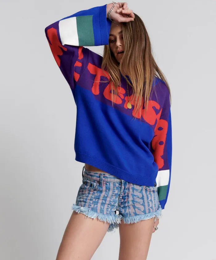 Women COLLEGE GRAFFITI KNIT SWEATER One Teaspoon Knitwear