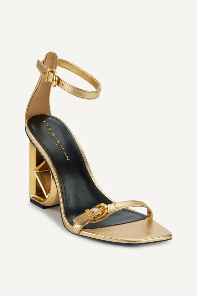 Women DK ANKLE STRAP SANDAL Gold Donna Karan New York Heels And Wedges
