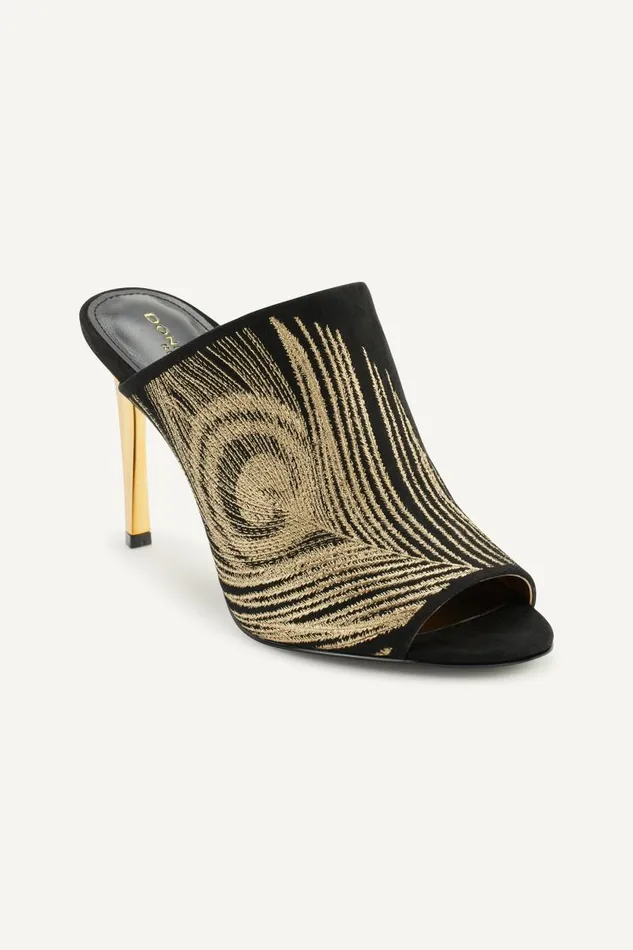 Women DONNA HEELED MULE Black Donna Karan New York Heels And Wedges