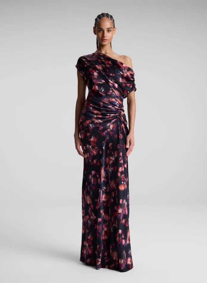 Women Dresses ALC Poppy Stretch Silk Gown Navy Multi