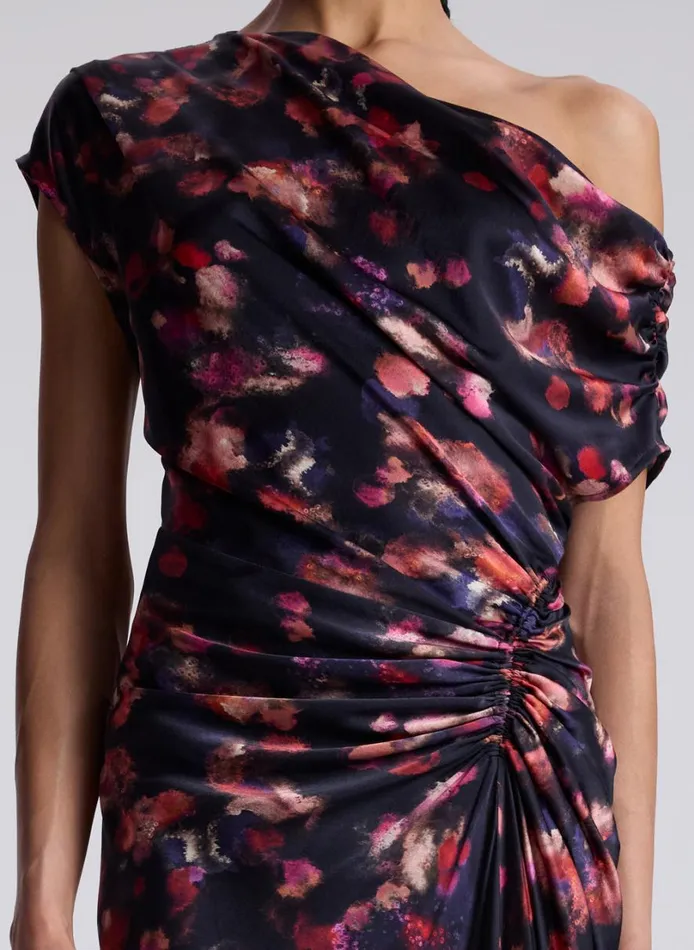 Women Dresses ALC Poppy Stretch Silk Gown Navy Multi