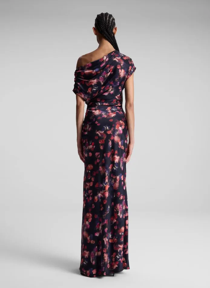 Women Dresses ALC Poppy Stretch Silk Gown Navy Multi