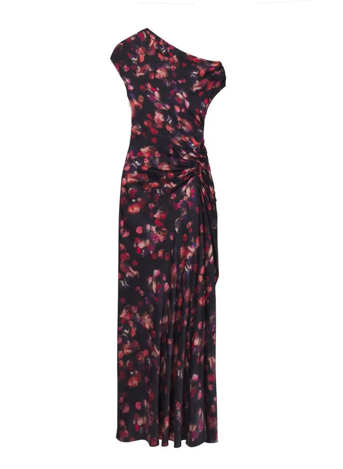 Women Dresses ALC Poppy Stretch Silk Gown Navy Multi