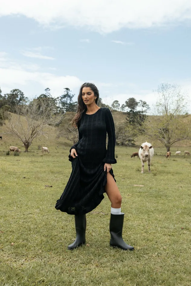 Women Dresses Petal and Pup Colter Long Sleeve Maxi Dress Black