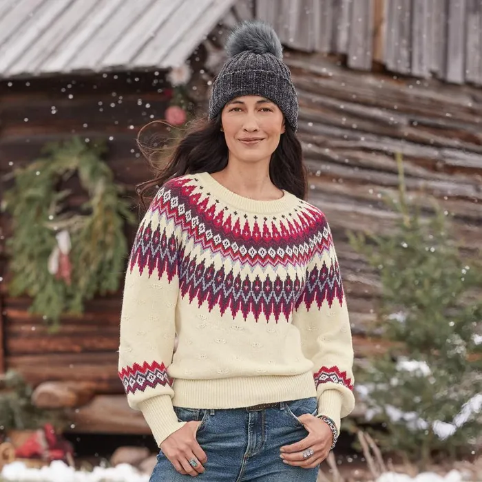 Women Eloise Fair Isle Sweater Coconut Sundance Catalog Sweaters