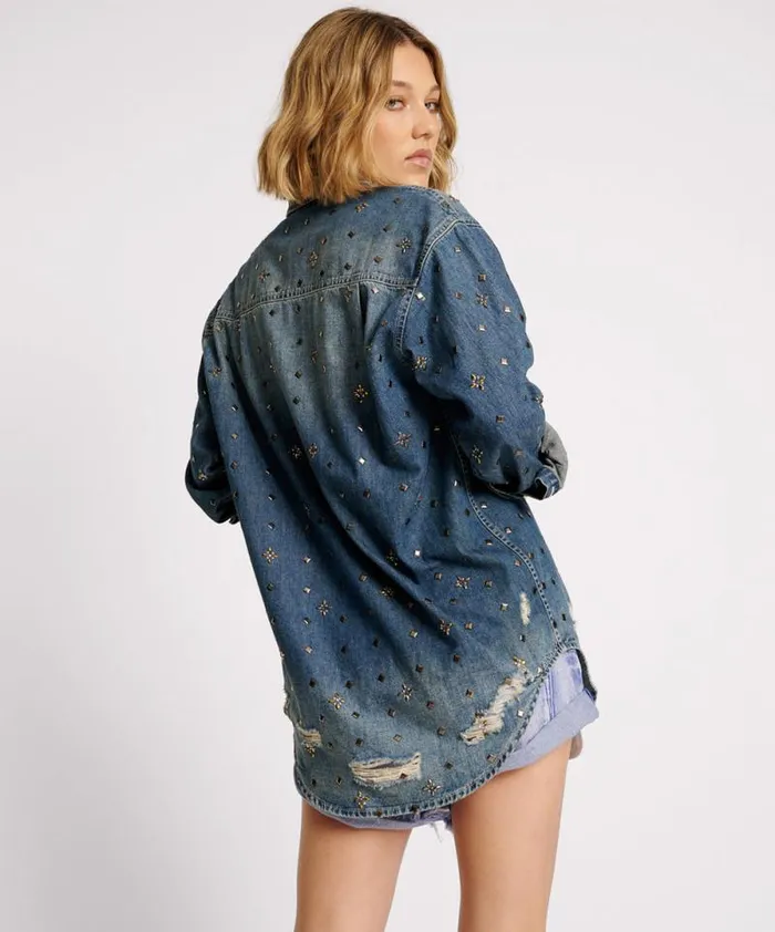 Women EMBELLISHED EVERYDAY DENIM SHIRT One Teaspoon Denim Tops Women EMBELLISHED EVERYDAY DENIM SHIRT One Teaspoon Denim Tops