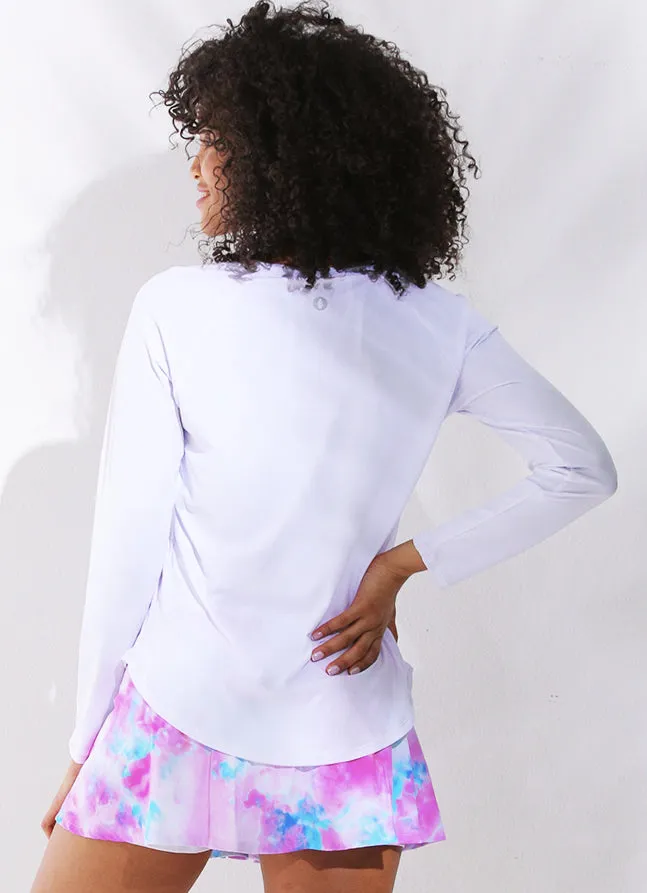 Women Endurance Top White Dona Jo Long Sleeve Shirts