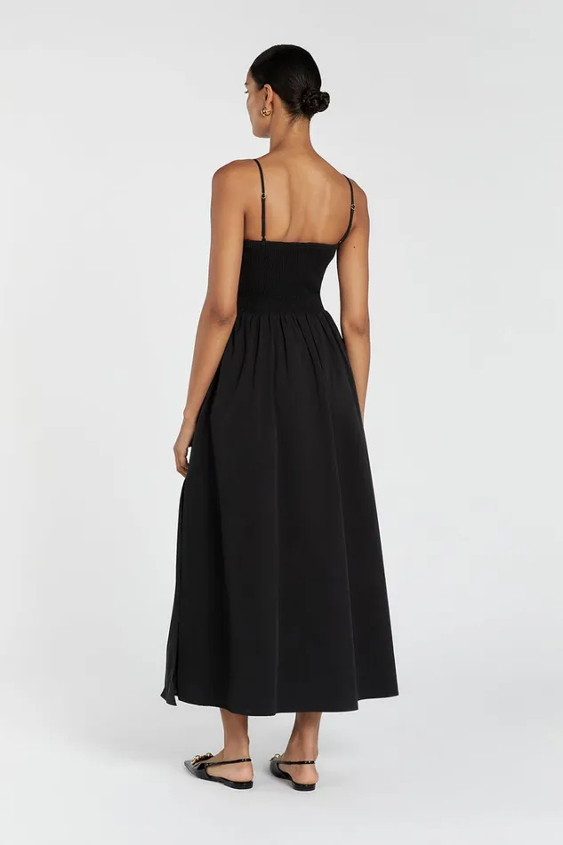 Women Event Dresses DISSH MILANO BLACK COTTON MIDI DRESS