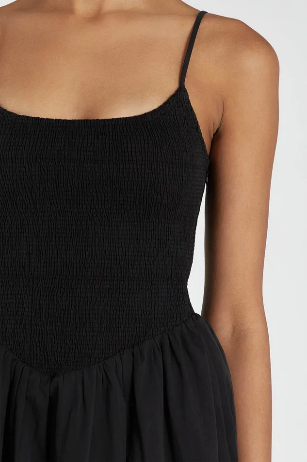Women Event Dresses DISSH MILANO BLACK COTTON MIDI DRESS