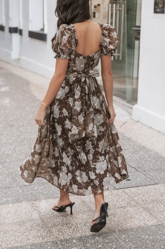 Women Fall Dresses Petal and Pup Farryn Maxi Dress BrownGrey