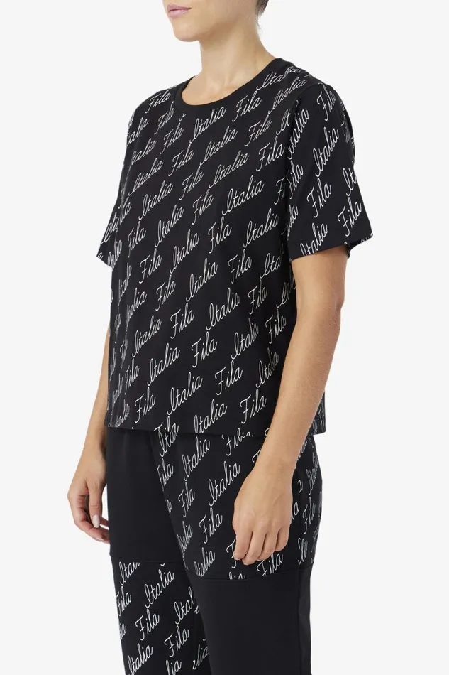 Women Fila Tops and TShirts Elizabeth Tee Black Gardenia