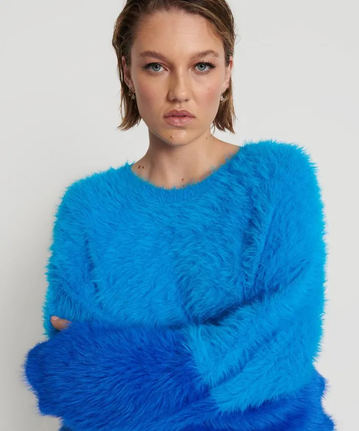 Women FLUFFY COLOUR BLOCKED SWEATER One Teaspoon Knitwear