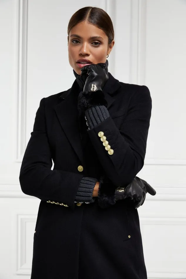Women Gloves Holland Cooper Cashmere Lined Faux Trim Leather Gloves Black Women Gloves Holland Cooper Cashmere Lined Faux Trim Leather Gloves Black