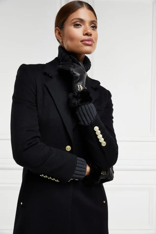 Women Gloves Holland Cooper Cashmere Lined Faux Trim Leather Gloves Black Women Gloves Holland Cooper Cashmere Lined Faux Trim Leather Gloves Black