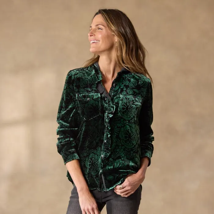 Women Gretel Vines Velvet Shirt Petite Emerald Sundance Catalog Petite Styles Women Gretel Vines Velvet Shirt Petite Emerald Sundance Catalog Petite Styles