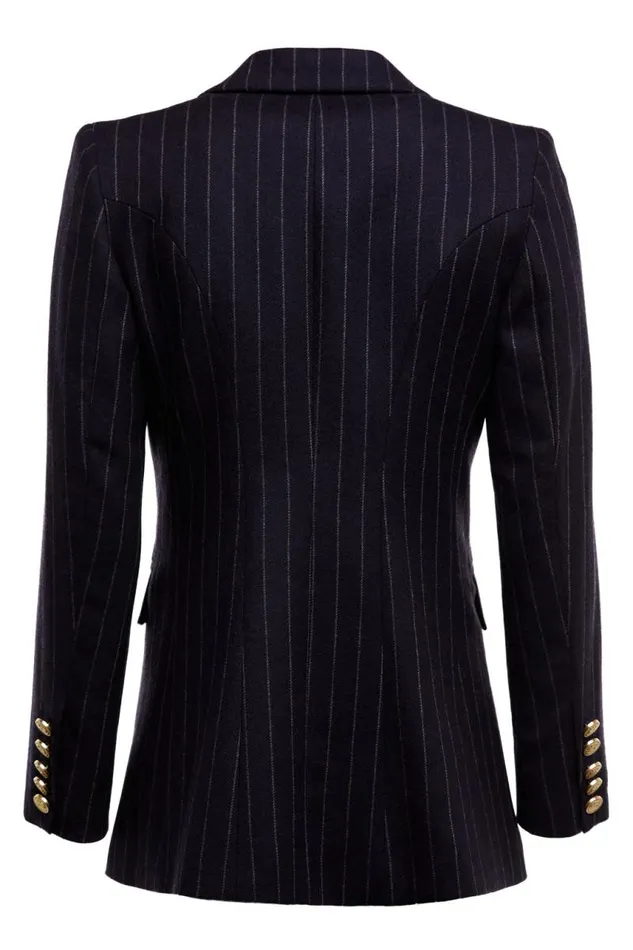 Women In Stock Tailoring Holland Cooper Double Breasted Blazer Navy Chalk Pin Stripe