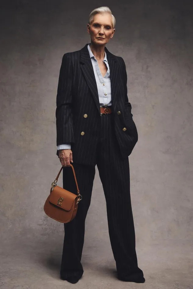 Women In Stock Tailoring Holland Cooper Double Breasted Blazer Navy Chalk Pin Stripe