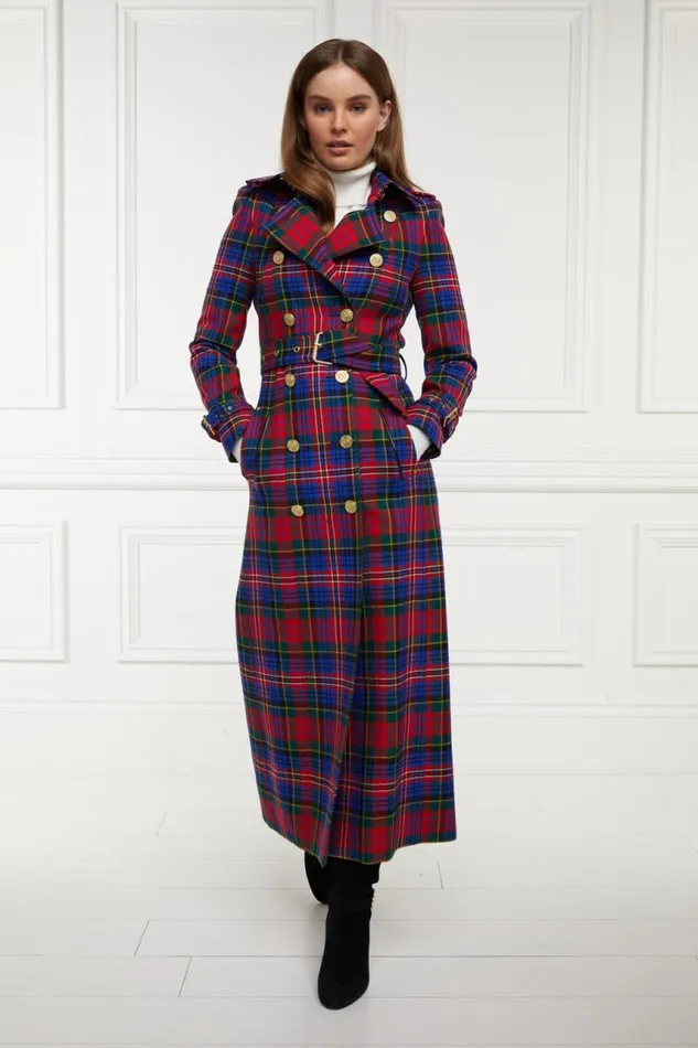 Women In Stock Tailoring Holland Cooper Full Length Marlborough Trench Coat Macpherson Tartan