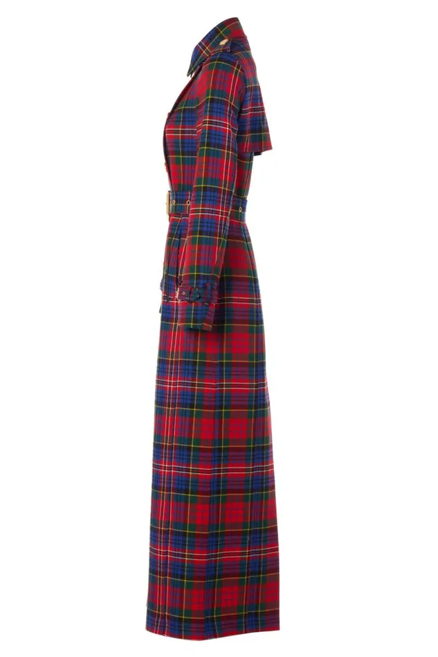 Women In Stock Tailoring Holland Cooper Full Length Marlborough Trench Coat Macpherson Tartan