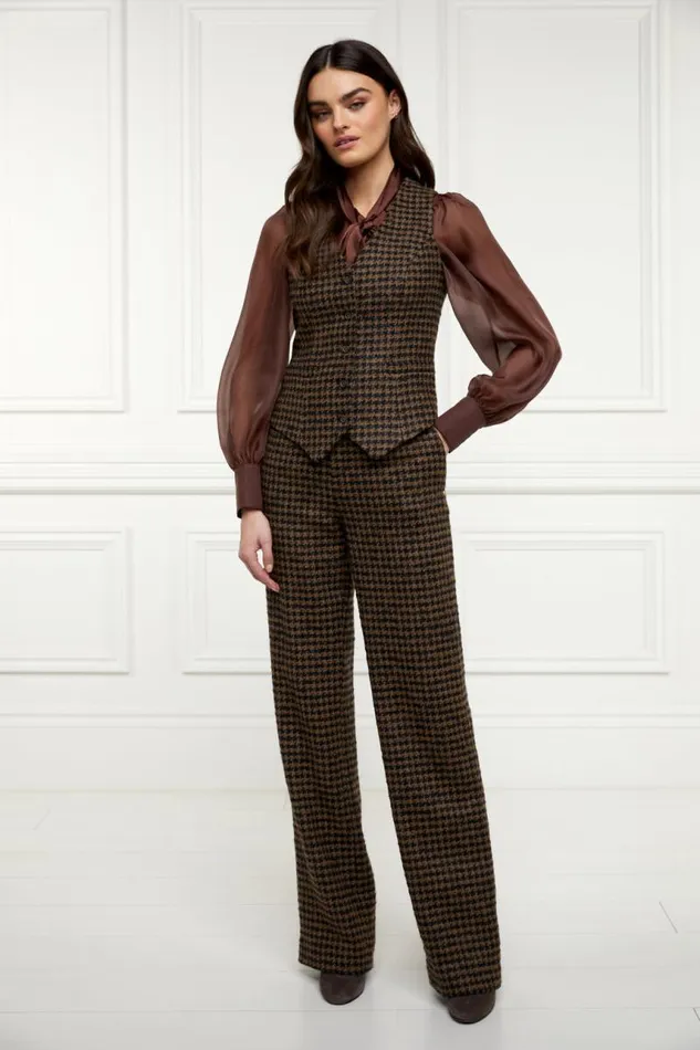 Women In Stock Tailoring Holland Cooper Hampton Waistcoat Chocolate Houndstooth Women In Stock Tailoring Holland Cooper Hampton Waistcoat Chocolate Houndstooth