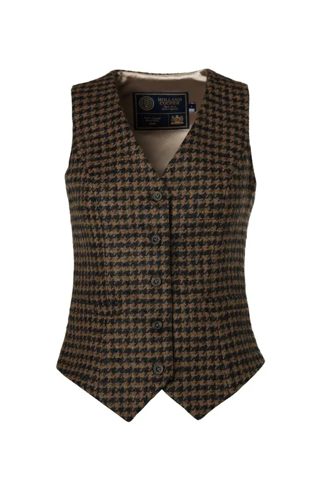 Women In Stock Tailoring Holland Cooper Hampton Waistcoat Chocolate Houndstooth Women In Stock Tailoring Holland Cooper Hampton Waistcoat Chocolate Houndstooth