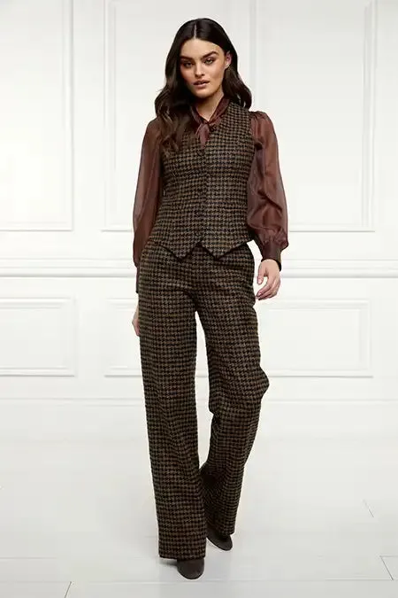 Women In Stock Tailoring Holland Cooper Hampton Waistcoat Chocolate Houndstooth Women In Stock Tailoring Holland Cooper Hampton Waistcoat Chocolate Houndstooth
