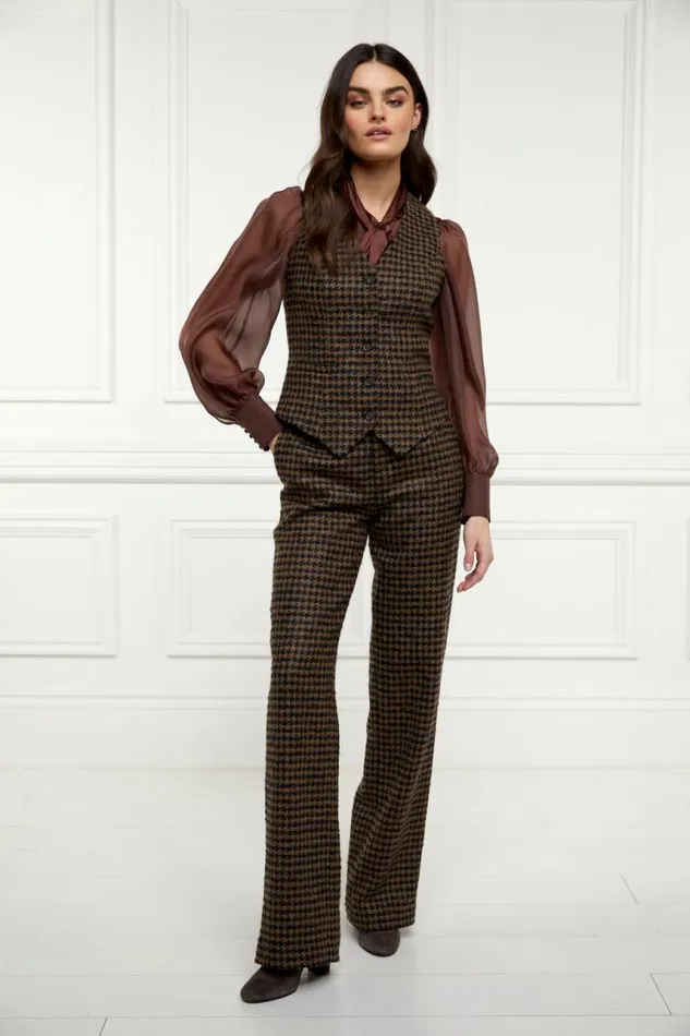 Women In Stock Tailoring Holland Cooper Hampton Waistcoat Chocolate Houndstooth Women In Stock Tailoring Holland Cooper Hampton Waistcoat Chocolate Houndstooth