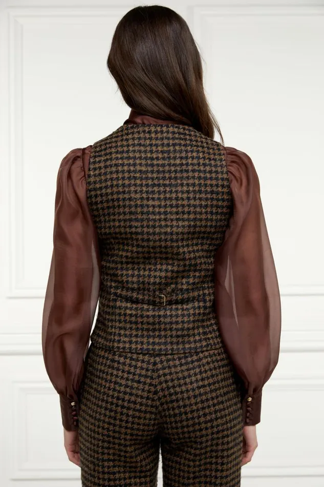 Women In Stock Tailoring Holland Cooper Hampton Waistcoat Chocolate Houndstooth Women In Stock Tailoring Holland Cooper Hampton Waistcoat Chocolate Houndstooth