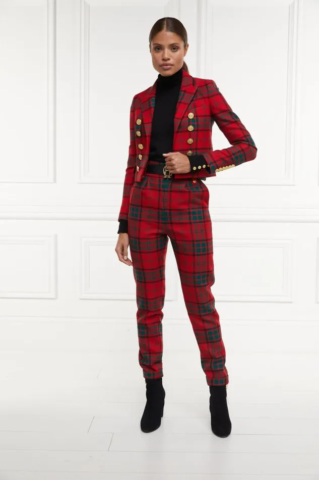 Women In Stock Tailoring Holland Cooper High Waisted Peg Trouser Red Tartan Women In Stock Tailoring Holland Cooper High Waisted Peg Trouser Red Tartan