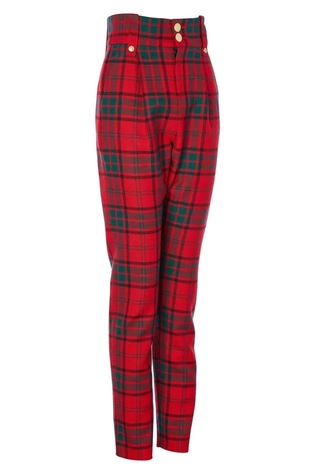Women In Stock Tailoring Holland Cooper High Waisted Peg Trouser Red Tartan Women In Stock Tailoring Holland Cooper High Waisted Peg Trouser Red Tartan