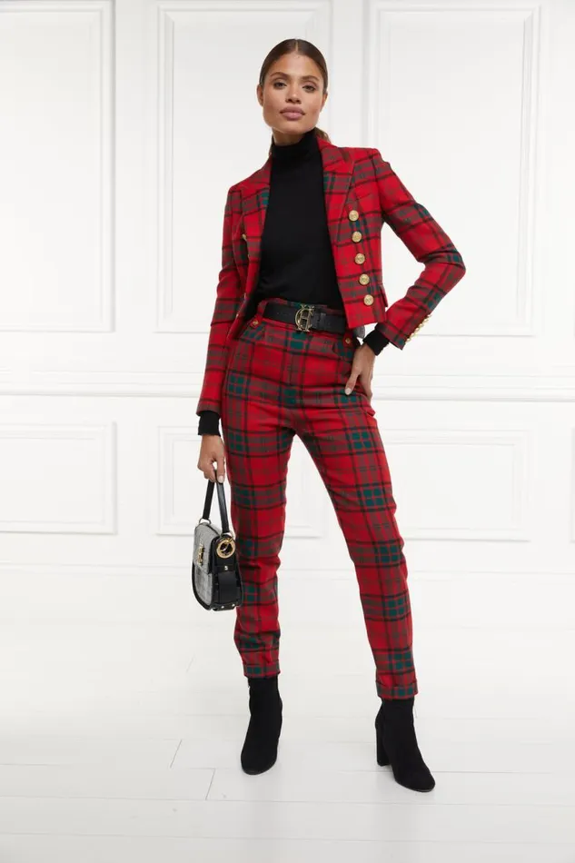 Women In Stock Tailoring Holland Cooper High Waisted Peg Trouser Red Tartan Women In Stock Tailoring Holland Cooper High Waisted Peg Trouser Red Tartan