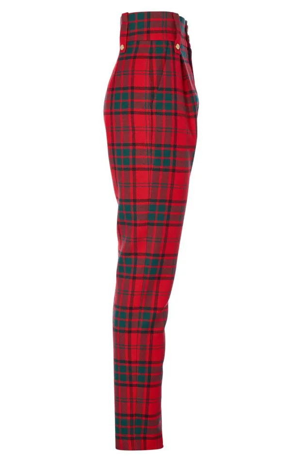 Women In Stock Tailoring Holland Cooper High Waisted Peg Trouser Red Tartan Women In Stock Tailoring Holland Cooper High Waisted Peg Trouser Red Tartan