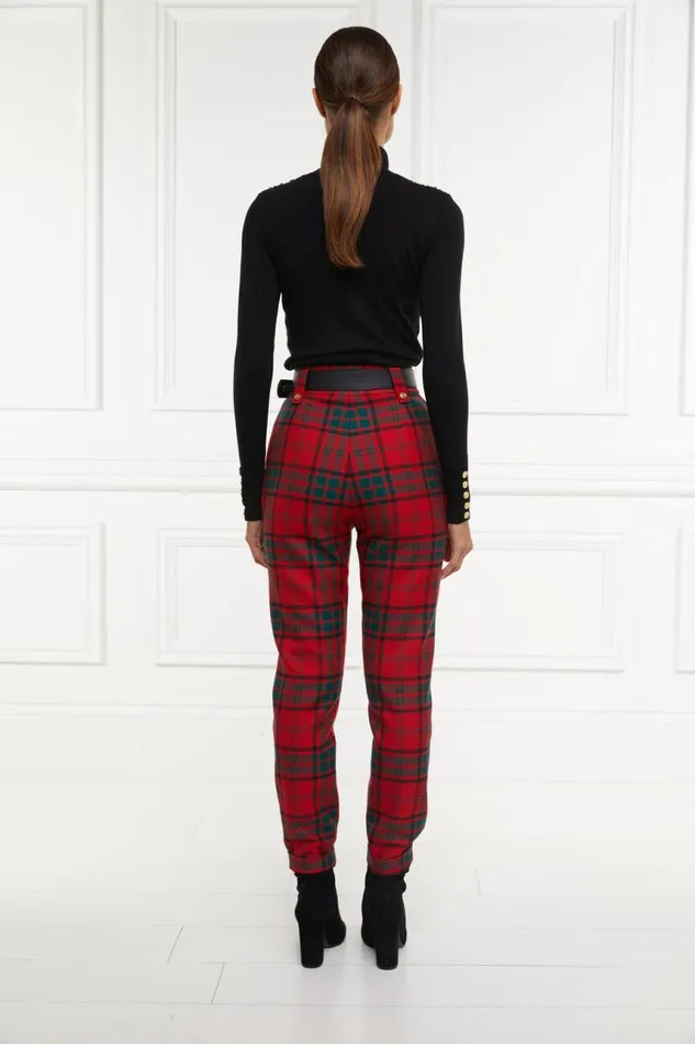 Women In Stock Tailoring Holland Cooper High Waisted Peg Trouser Red Tartan Women In Stock Tailoring Holland Cooper High Waisted Peg Trouser Red Tartan