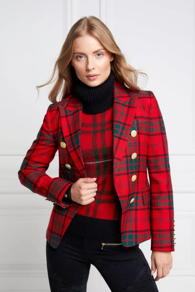 Women In Stock Tailoring Holland Cooper Knightsbridge Blazer Red Tartan