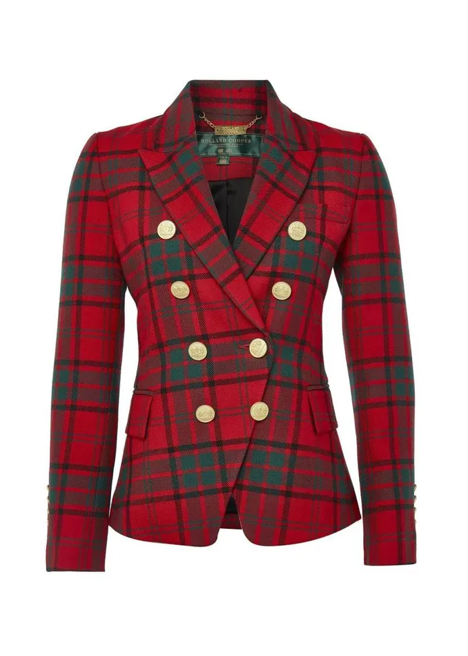 Women In Stock Tailoring Holland Cooper Knightsbridge Blazer Red Tartan