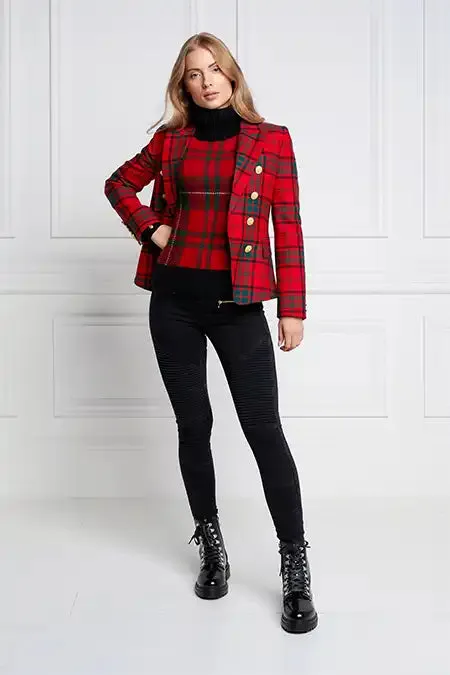 Women In Stock Tailoring Holland Cooper Knightsbridge Blazer Red Tartan