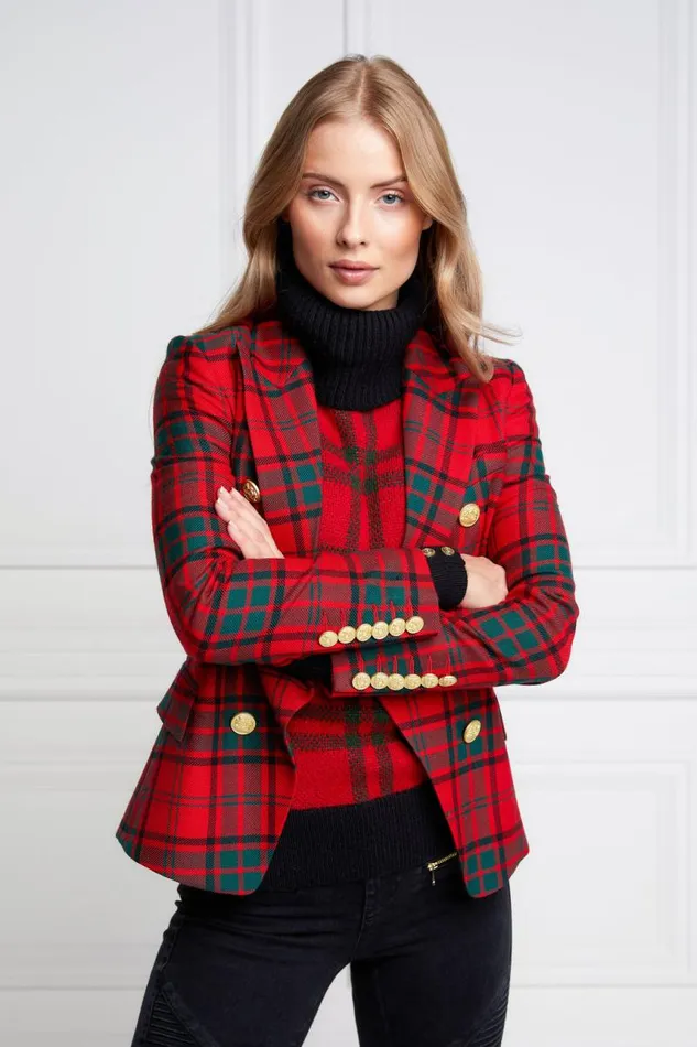 Women In Stock Tailoring Holland Cooper Knightsbridge Blazer Red Tartan