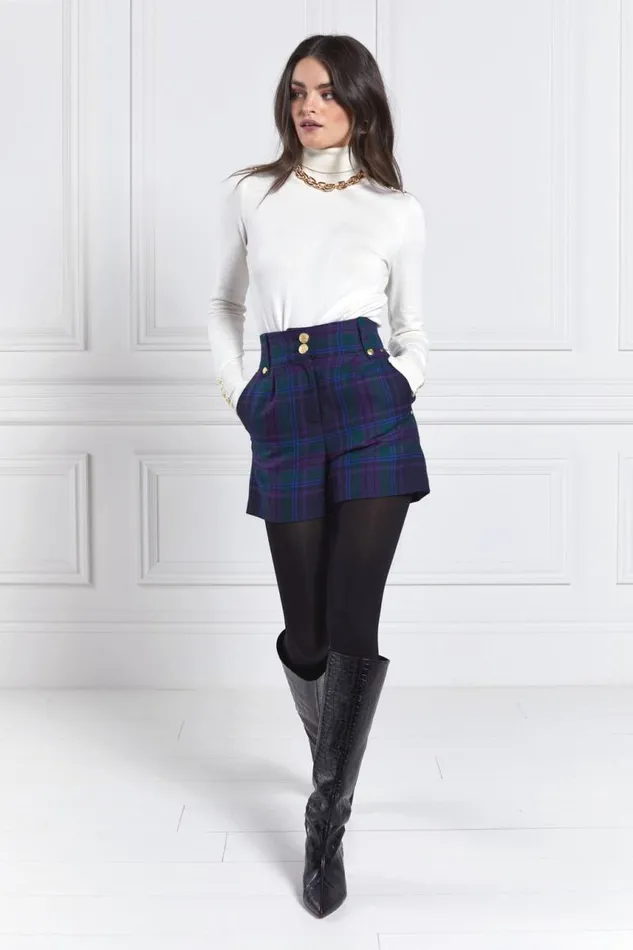 Women In Stock Tailoring Holland Cooper Luxe Tailored Short Heather Tartan Women In Stock Tailoring Holland Cooper Luxe Tailored Short Heather Tartan