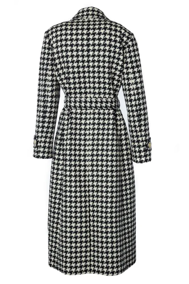 Women In Stock Tailoring Holland Cooper Wrap Coat Large Scale Houndstooth