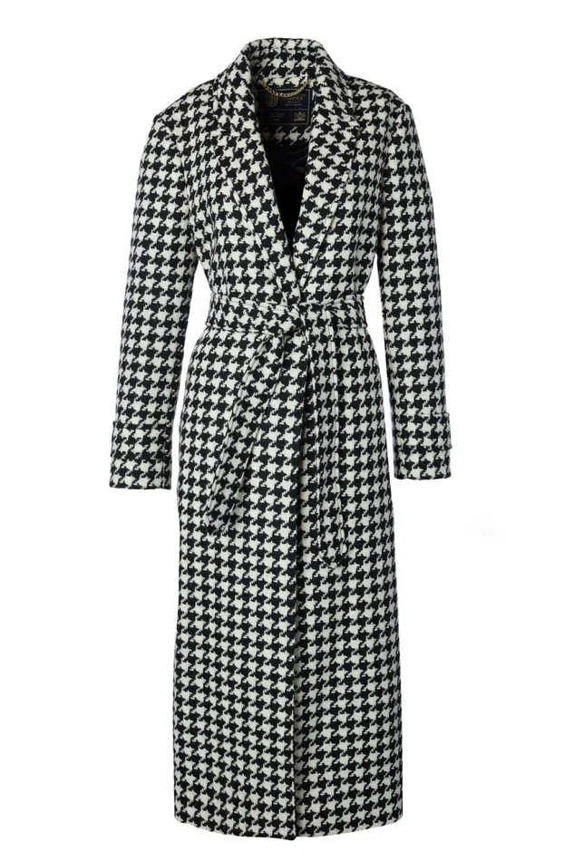 Women In Stock Tailoring Holland Cooper Wrap Coat Large Scale Houndstooth