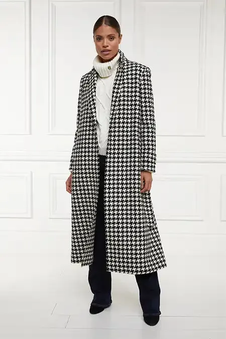 Women In Stock Tailoring Holland Cooper Wrap Coat Large Scale Houndstooth
