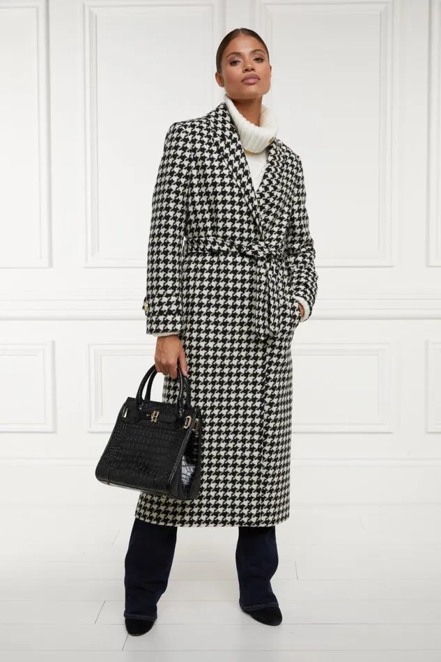 Women In Stock Tailoring Holland Cooper Wrap Coat Large Scale Houndstooth