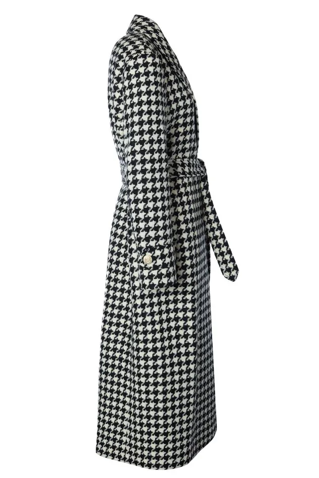 Women In Stock Tailoring Holland Cooper Wrap Coat Large Scale Houndstooth