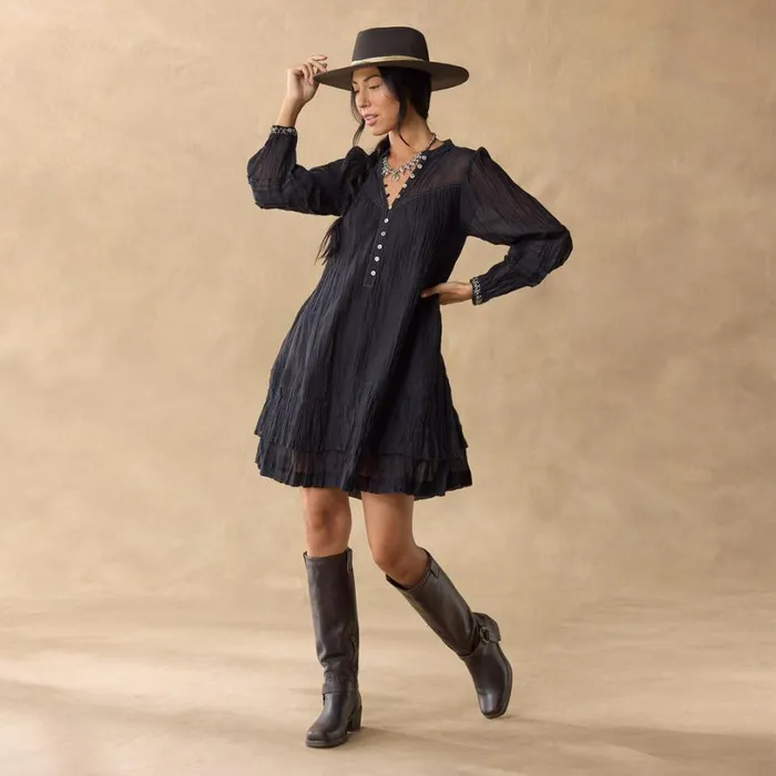 Women Ingrid Effortless Dress Petite Black Sundance Catalog Petite Styles