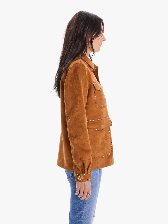 Women Jackets Mother Denim The Hip Patch Pocket Car Coat Brown