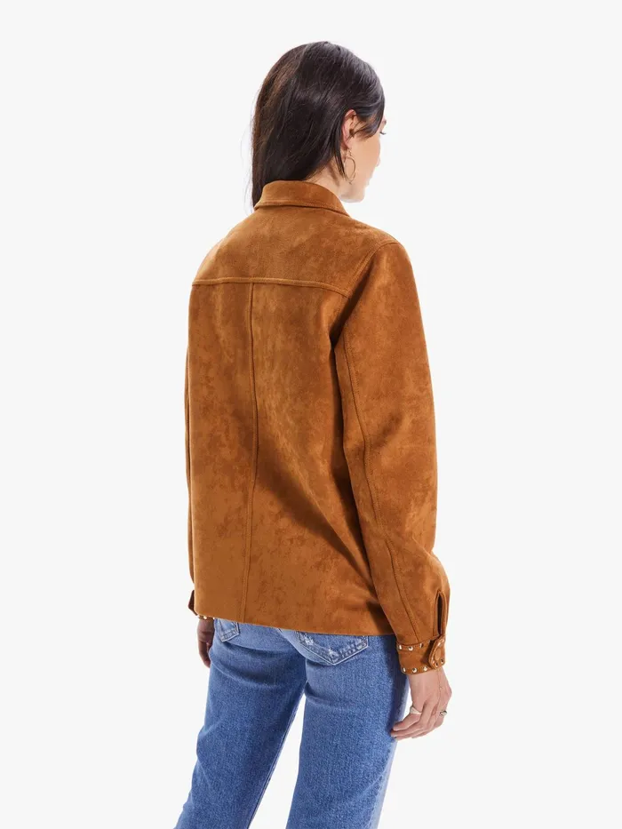 Women Jackets Mother Denim The Hip Patch Pocket Car Coat Brown
