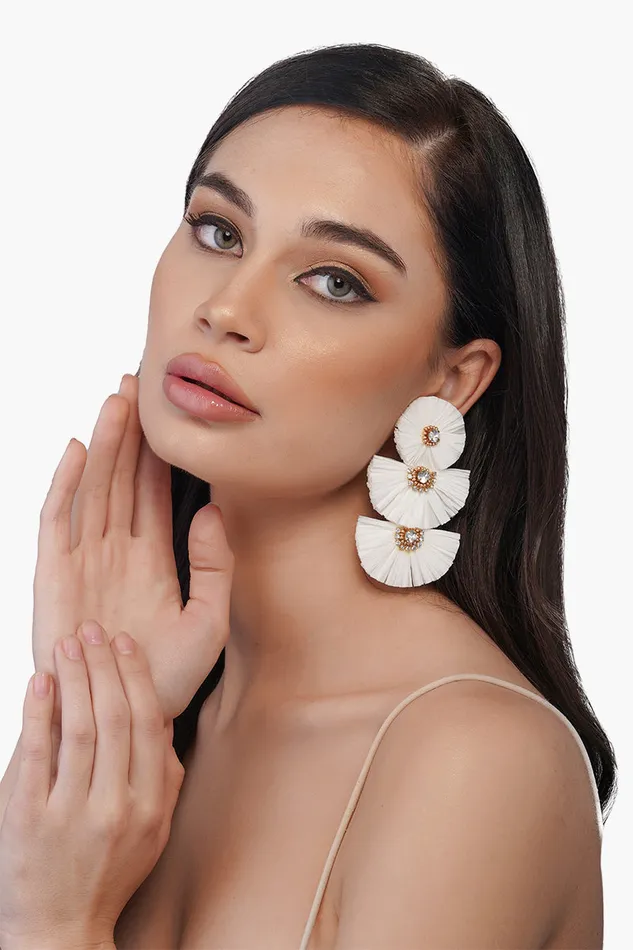 Women Jewelry America and Beyond Morning Glory Raffia Earrings